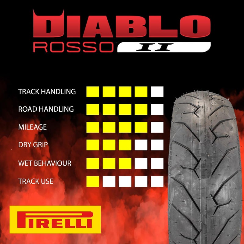 PIRELLI Diablo Rosso II 120/70 ZR 17 M/C (58W) TL (K) Front Motorcycle Tire - High Performance, Durable, and Reliable: Sport Performance for Road Use with Keychain - Image 3